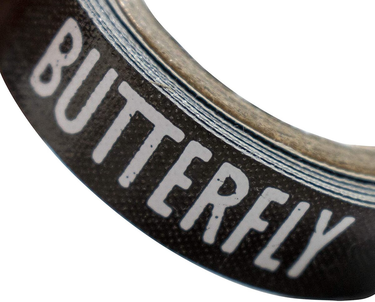 Side Tape Butterfly Black/Magenta 6mm: Diagonal View of Roll